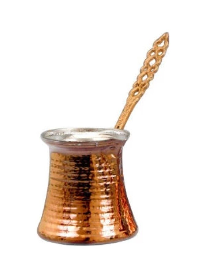 Hand Gehämmert Kupfer Türkischen Kaffee Topf, ein Krug Vintage Jazzva, Briki Messing Griff: 3 Cups