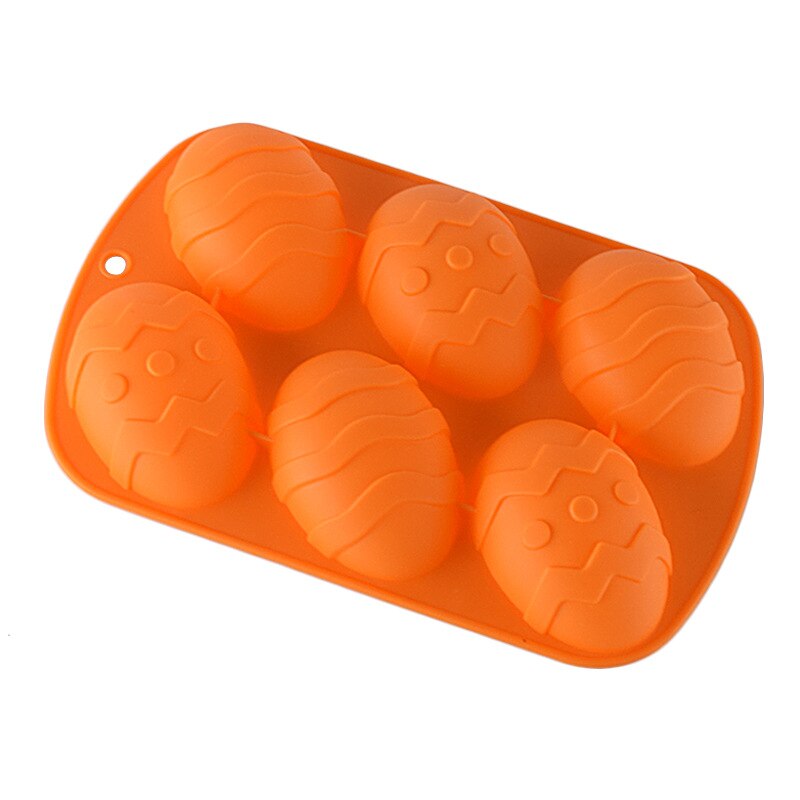 6 Cavity Easter Egg Shaped Silicone Baking Mold 3D Cake Mold Muffin Chocolate Cookie Baking Mould Pan Ice Maker Mould: Orange