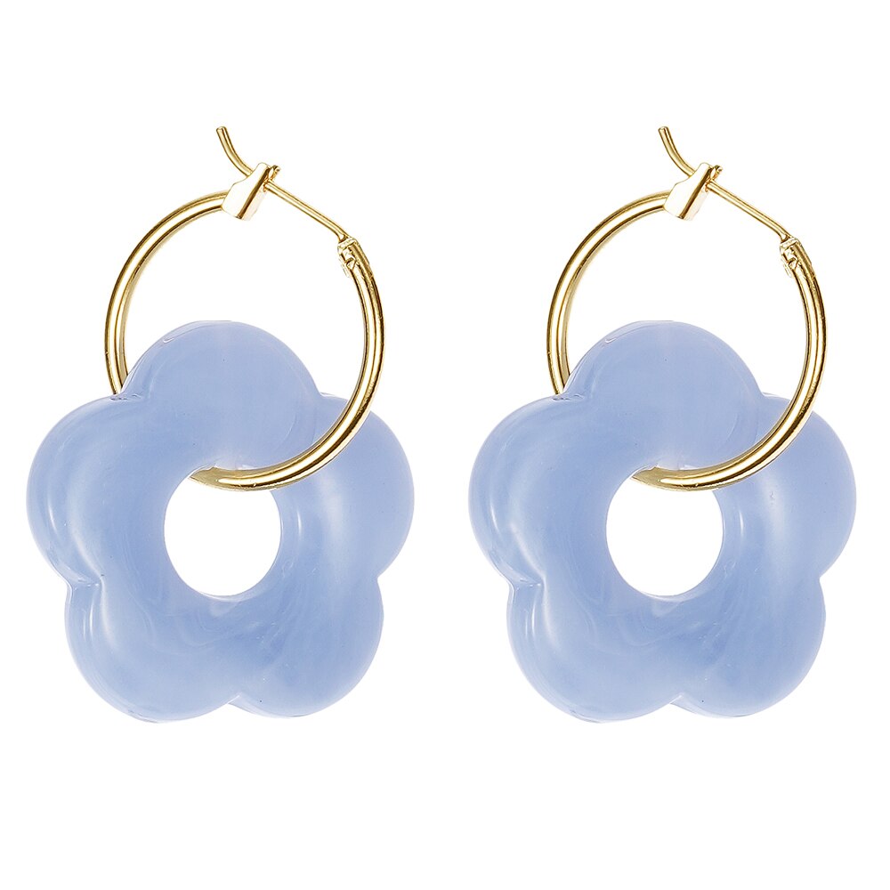 ES 2022 pendientes colgantes de resina de flores acrílicas coloridas círculo hueco para mujeres niñas joyería minimalistas pendientes colgantes