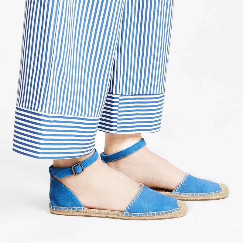 Sandalias de paja de mujer Bohemias de fondo plano de lona salvaje de cáñamo zapatos de pescador suelo femenino nuevos zapatos individuales de gran tamaño