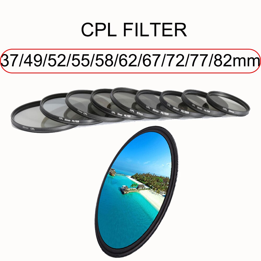 Camera Accessories For Canon Nikon DSLR Camera Lens Polarizing CPL Filter 37/49/52/55/58/62/67/72/77/82mm