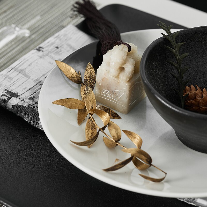 Style Model Room Dinner Plate Set Soft Decoration Exhibition Hall Display Smudge Napkin Plate Model Room Tableware