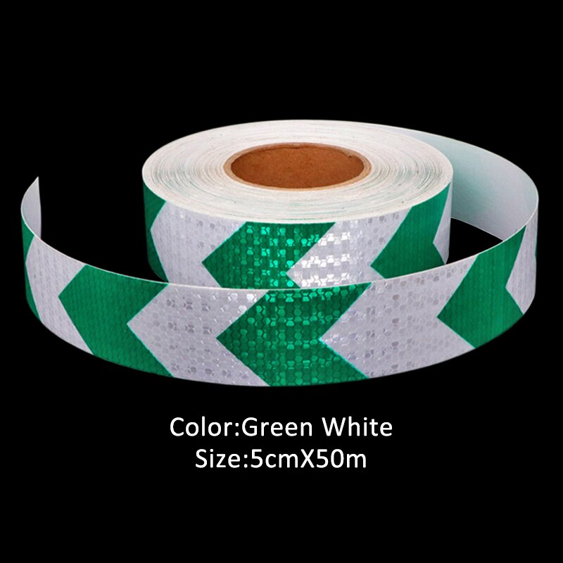 5cmx5 0m odblaskowa taśma ostrzegawcza naklejka samoprzylepna z czerwonym/białym żółtym/czerwonym żółtym/czarnym niebieskim/białym strzałką robić samochodu: zielony biały