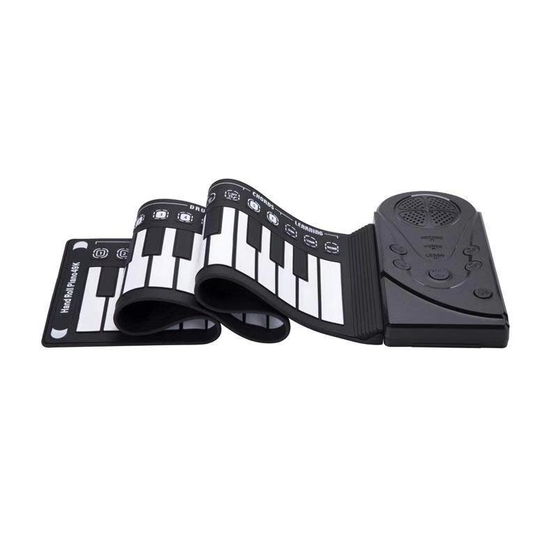 49 toetsen Piano Midi Keyboard Zachte Draagbare Digitale Roll Up Piano 'S Zwart voor Kind Beginner Kinderen