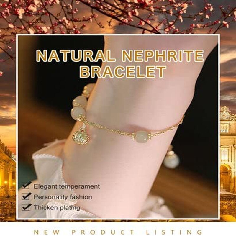 Natural Jade Bell Bracelet For Women Girls Jewelry Mother&#39;s Day Jade-Inlaid Craft Bell Bracelet Wrist Ladies Wear Jewelry