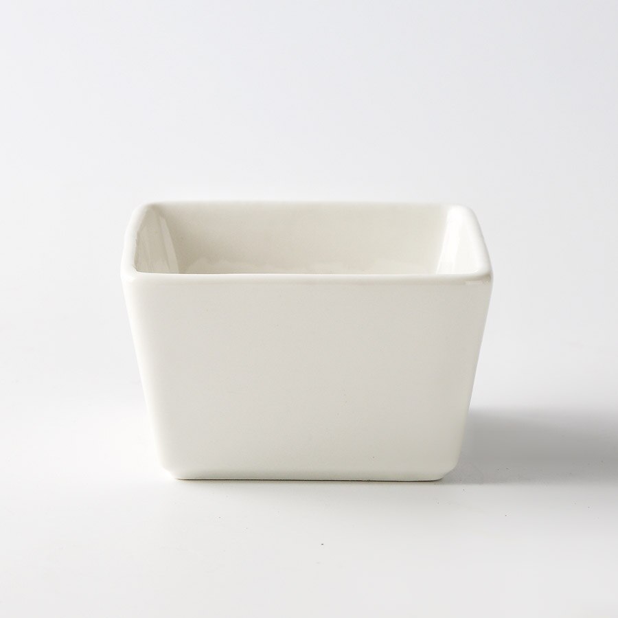 MUZITY-plato de cerámica para postres, Plato cuadrado para fruta con bandeja de bambú y madera, plato de porcelana para pastel o caramelo: A