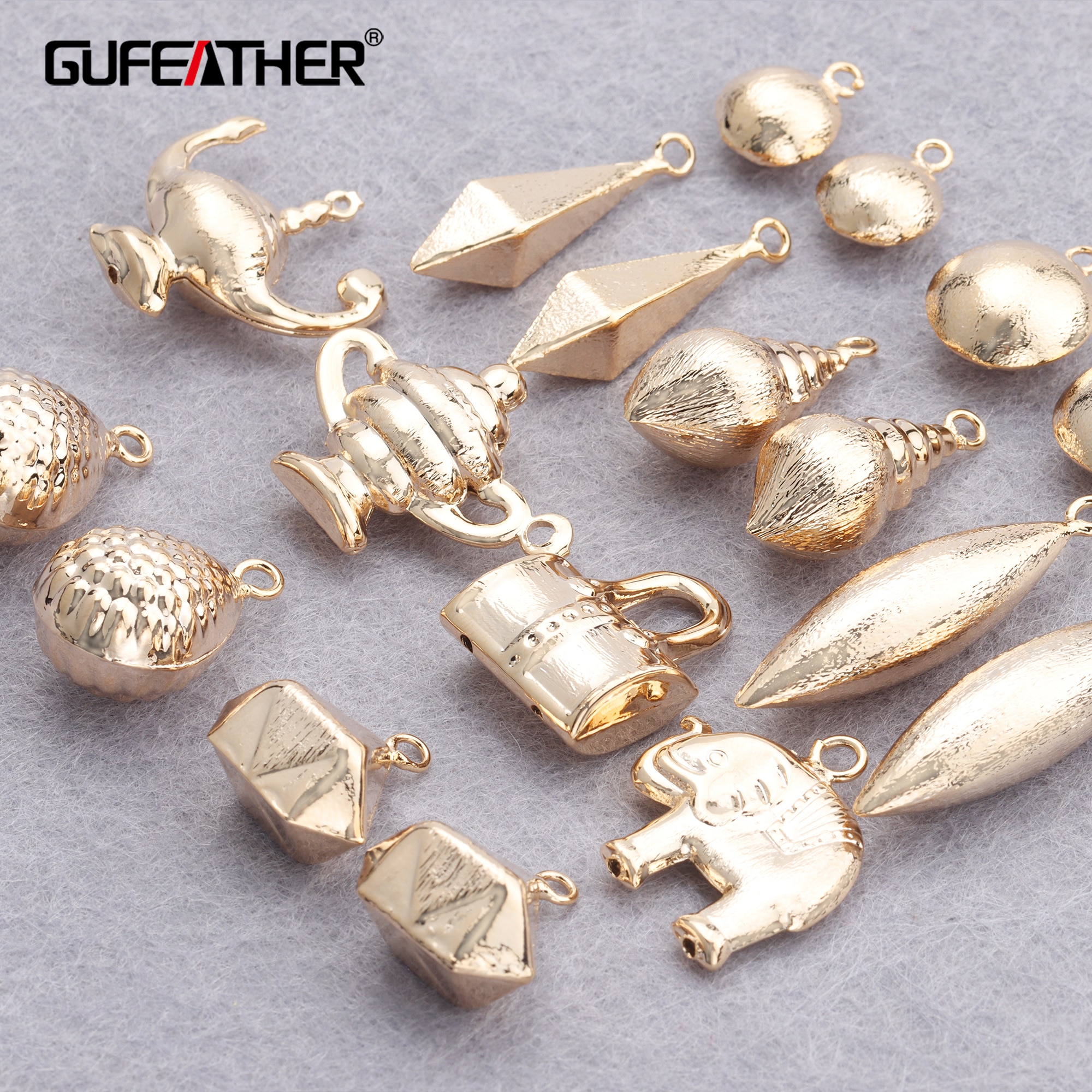 GUFEATHER M830, schmuck zubehör, 18k gold überzogen, 0,3 mikrometer, diy anhänger, hand gemacht, schmuck machen, diy ohrringe, 10 teile/los