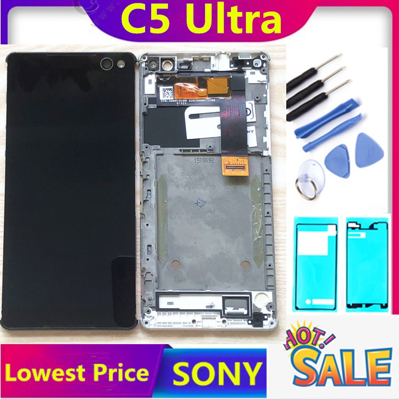 HTZF 6.0" Lcd Display For SONY Xperia C5 LCD Touch Screen Digitizer C5 Ultra Display Screen with frame E5506 E5533 E5563 E5553