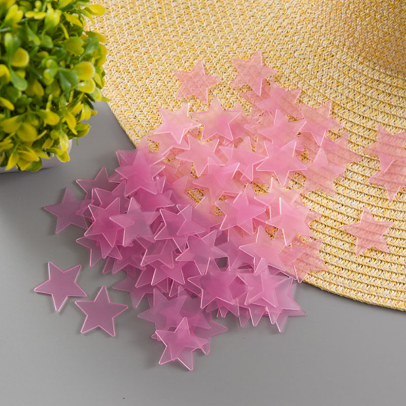100Pcs 3D Stars In The Dark Glow Wall Stickers Children's Glow Fluorescent Wall Stickers Home Decoration Bedroom Ceil Decoration: pink
