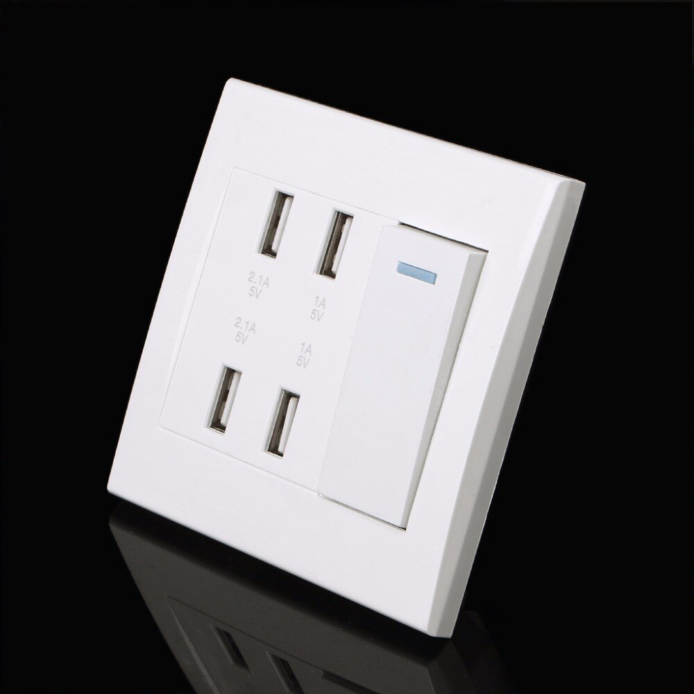 220V 10A Wall Switch Socket 4 Port USB Charger Power Outlet Adapter Panel Intelligent Charger Sockets