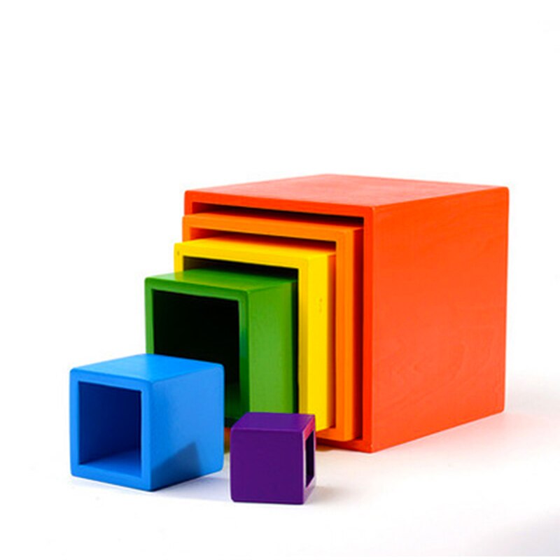 Arcobaleno Bambini Giocattoli Arcoiris Blocchi di Legno Giocattoli Per I Bambini Il Divertimento di Gioco Blocchi di Costruzione Giocattoli Educativi di Legno Montessori: WJ3536BOX