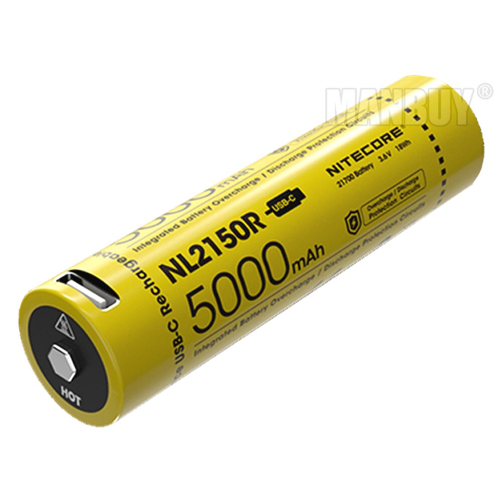2022 NITECORE NL2150R 21700 5000mAh 3.6V Protected Li-ion Button Top Rechargeable Battery Built-In USB TYPE-C Charging Port 1 PC: NL2150R