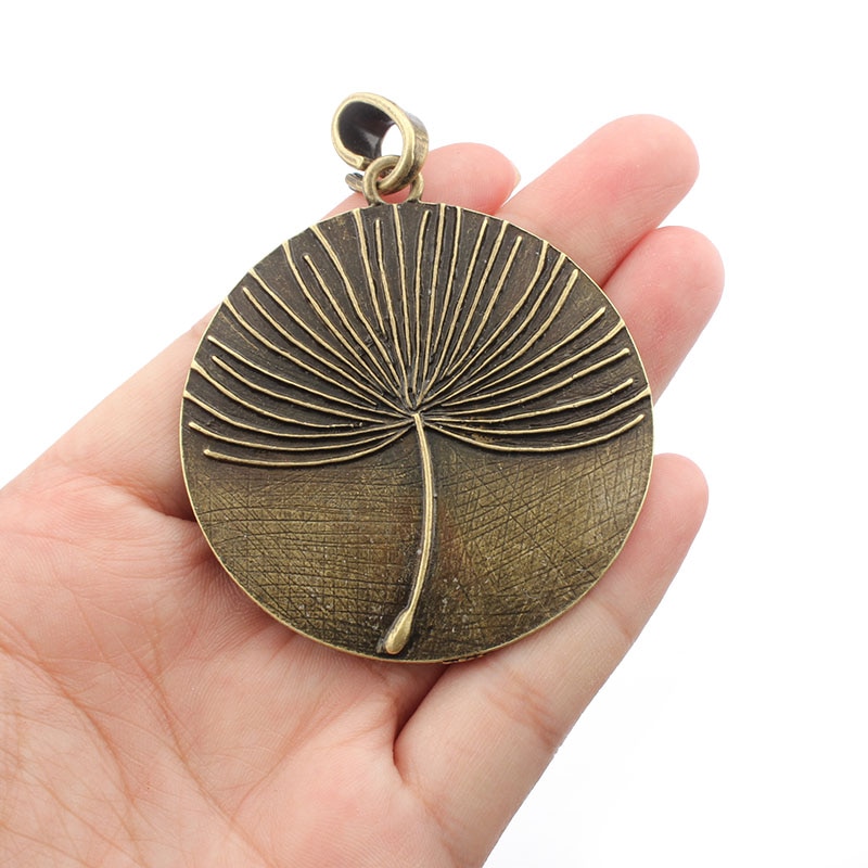 2pcs Carved Dandelion Pattern Large Round Pendant For Diy Necklace Jewelry Making Material