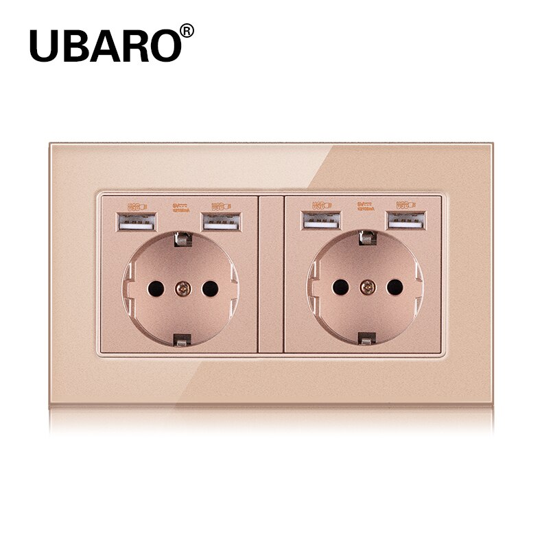 Ubaro 146*86 duitse standaard kristal gehard glas tomada priz stekkerdoos stopcontact stopcontact  ac100-250v: Ds -146-u2- g