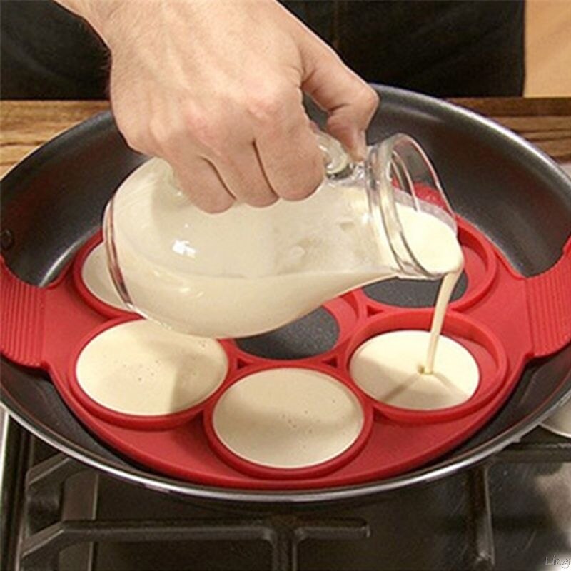 7 huller rund jule silikone morgenmad stegt æg pandekage forme forme ringe omelet  l29k