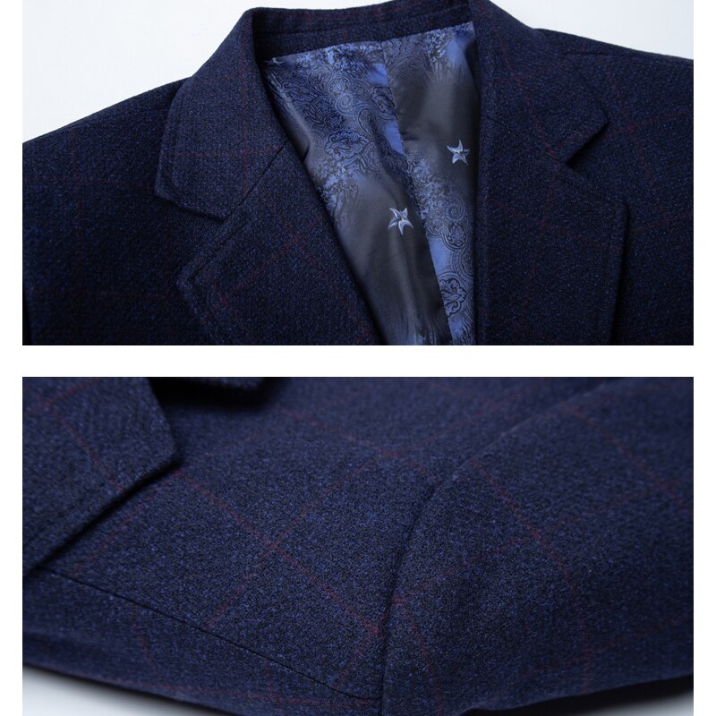 MIACAWOR British Plaid Suit Blazer Men Spring Business Classic Blazer jacket Men Slim Fit Casual Men Suit Jacket J604