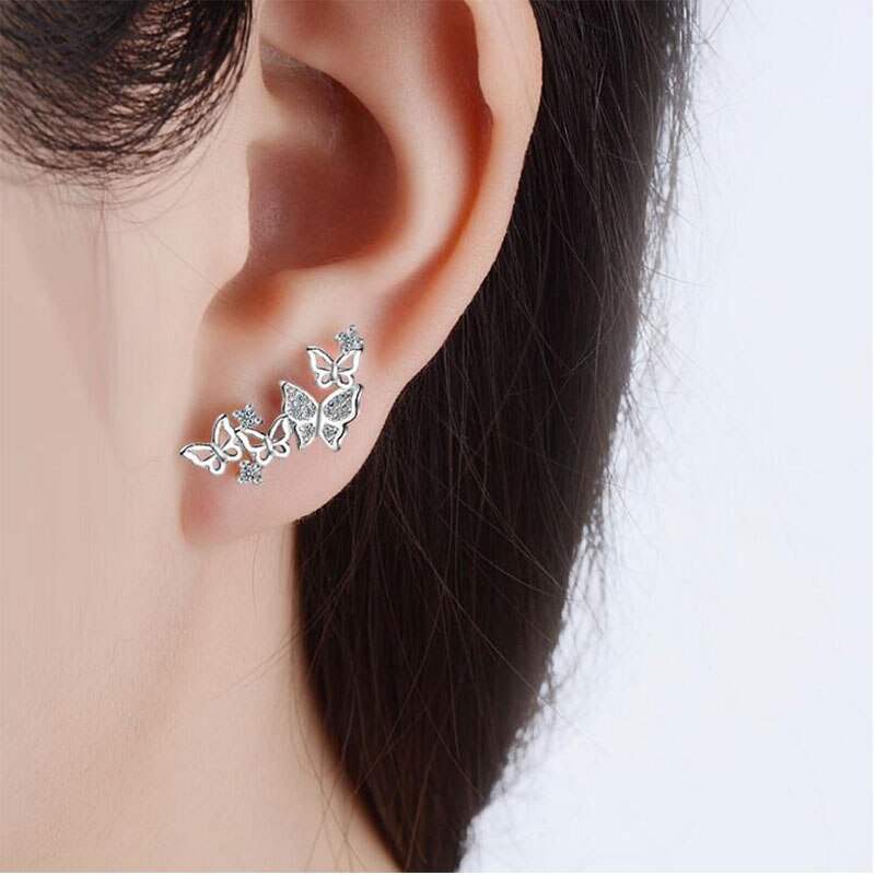 Anenjery argent couleur offre spéciale coréen noeud papillon Zircon boucles d'oreilles pour les femmes pendientes Oorbellen Brincos S-E355