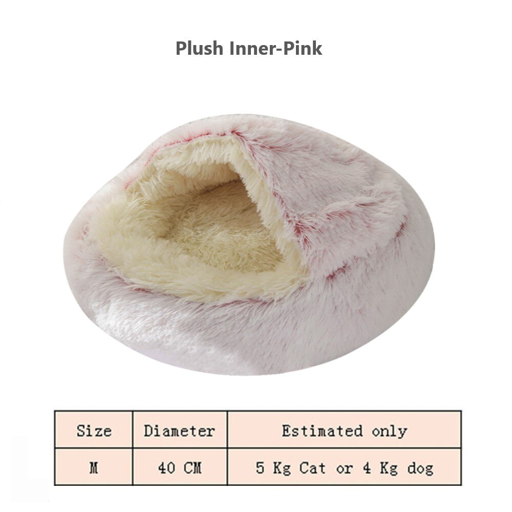Gato cama cueva con capucha Donut acogedor suave cama de peluche para perro auto calentamiento Cuddler cama nido para pequeño mediano de perros, gatos, cachorros.: Plush Inner-pink
