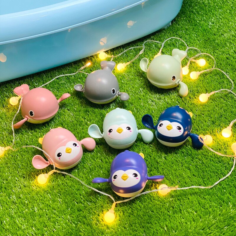 Leuke Bad Speelgoed Cartoon Dier Badkamer Spelen Water Pinguïn Hippo Kip Klassieke Baby Water Speelgoed Wond-Up Keten Clockwork