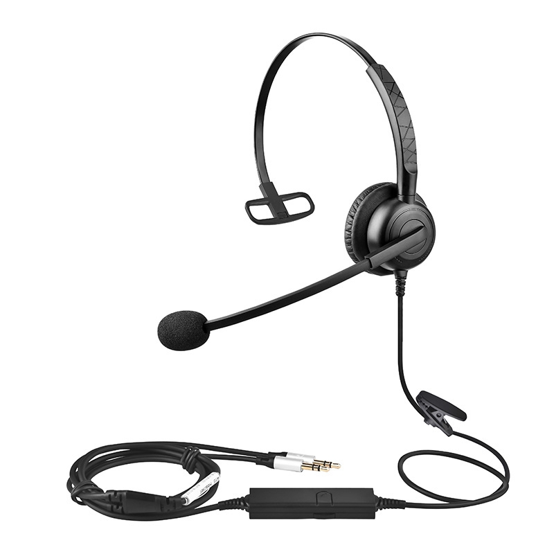 B15 Wired Earphone,Noise Reduction with voice control,Call center traffic headphone,PC/Phone/Microphone headset,Single ear: dark blue