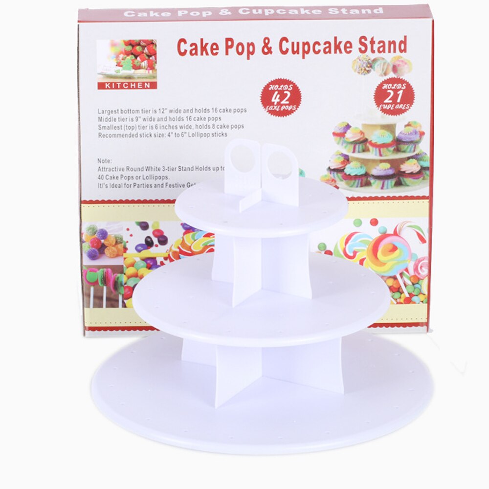 3-Tier Cake Stand Ronde Pop Lolly Cupcake Display Stand Houder Bruiloft Verjaardag Evenementen Dessert Decoratie 42 Gaten