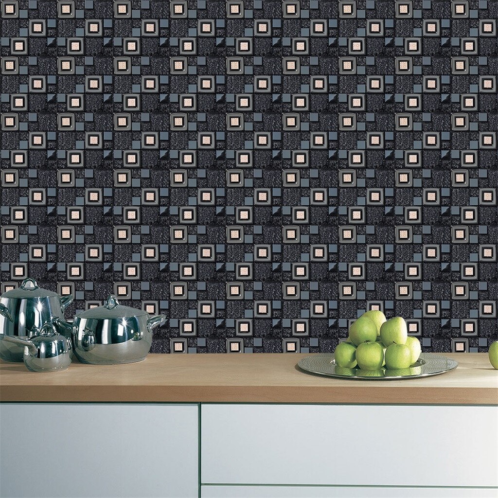 Selvklæbende mosaik flise mærkat, køkken backsplash badeværelse væg flise klistermærker indretning vandtæt peel & stick pvc fliser #20: D