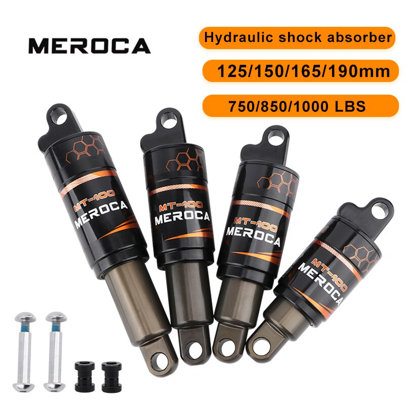 MEROCA-amortiguador Mt-100 de aleación de aluminio para bicicleta de montaña, muelle hidráulico trasero, 125mm, 150mm, 165mm, 190mm