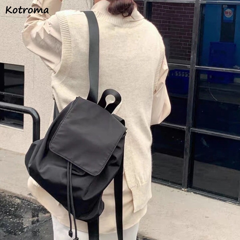 Korean Backpacks Women Portable Casual Large Capacity Laptop Nylon School Bags Multi-function All-match Travelling