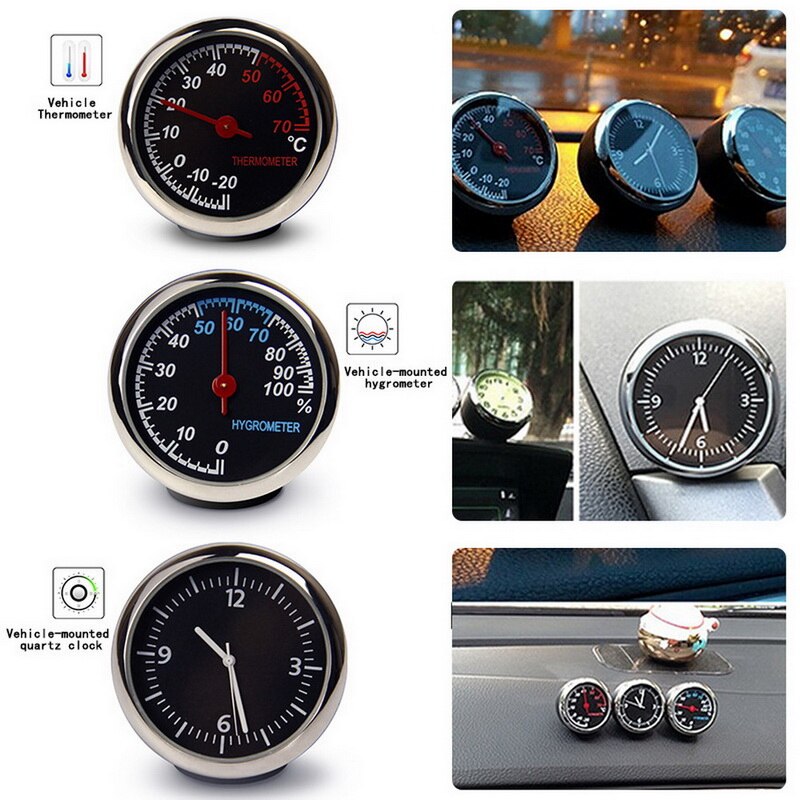 Kaufe Tragbares Mini-Auto-Armaturenbrett-Thermometer, rundes Fahrzeug- Thermometer, Dekoration