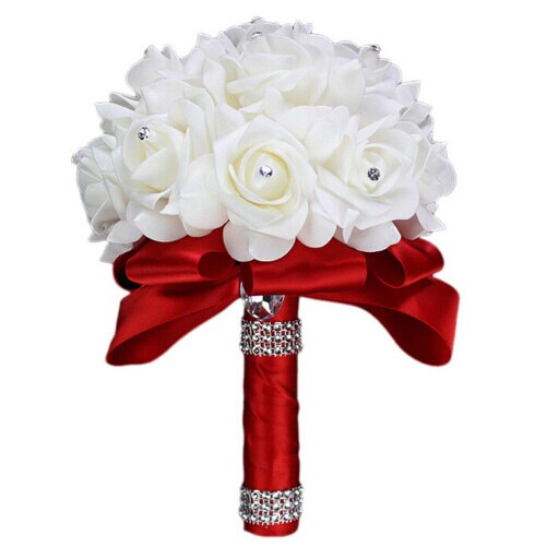 Beautiful Romantic Wedding Simulation Flower Rose Crystal Bouquet Bride Bridesmaid Flower-Girl Wand Best Wedding Floral