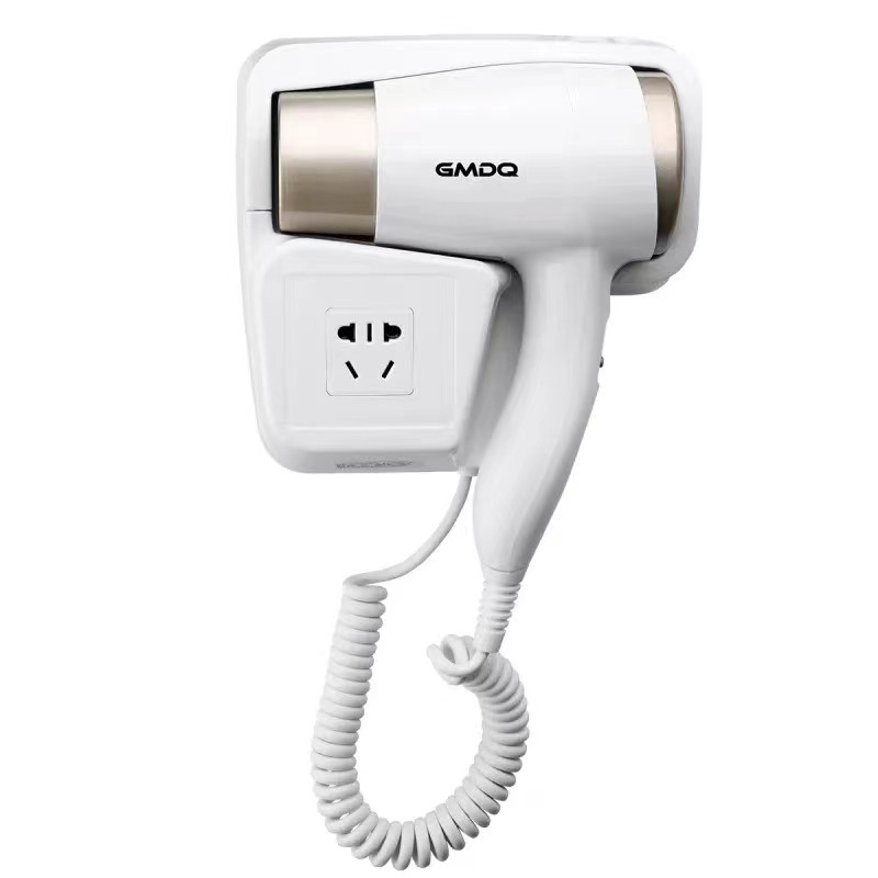 GMDQ secador de pelo de viento y frío, soplador eléctrico de iones negativos con soporte de enchufe, enchufe europeo negro, montaje en pared para baño y Hotel: Marfíl / AU