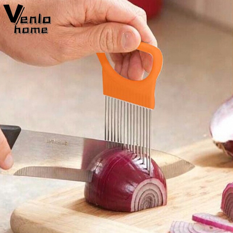 Ui Slicer Keuken Gadgets Tomaat Groenten Veilig Vork Groenten Snijden Aid Houder Gids Ui Snijgereedschap