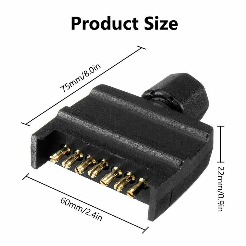 7 Pin Flat Male Trailer Socket Plug Connector Adapter For Caravan Trailer Charging Starting Systems Auto Replacement Part