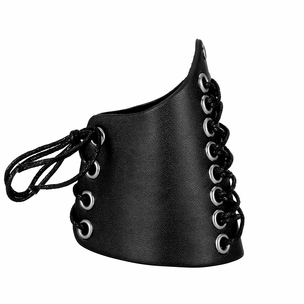 2 stk luksus sort pu læder snørebånd justerbar armbånd unisex beskyttende arm armbånd