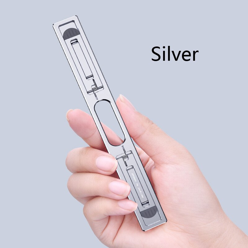 Aluminum Invisible Laptop Stand Keyboard Holder Foldable Height Adjustable For Macbook Pro Air Notebook Tablet Desk Stand: Silver