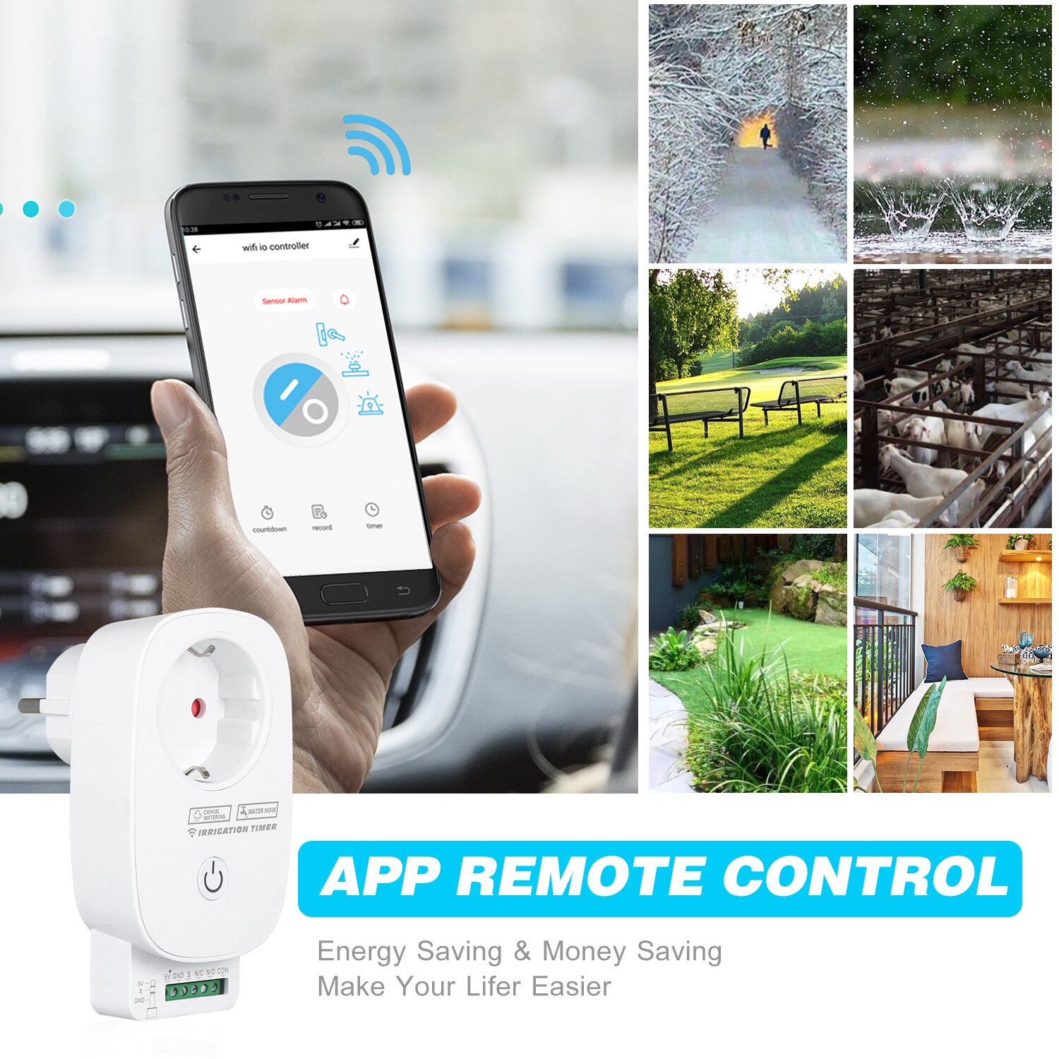 Sistema de riego automático para jardín, Control WiFi mediante aplicación, controlador de riego con temporizador para Alexa, Google Home Assistant, Tuya