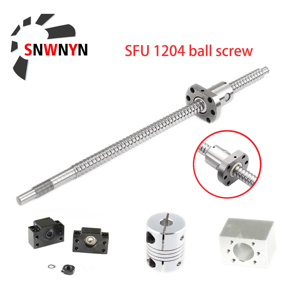 Ball Schraube einstellen SFU1204 Gerollt Kugelumlaufspindel RM1204 C7 Mit Ende Bearbeitet + 1204 Ball murmeln Gehäbenutzen + BK/BF10 ende Unterstützung + Koppler Für Cnc