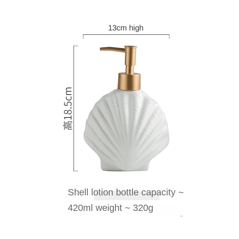 Juego de accesorios de baño con forma de concha de cerámica, herramientas de lavado, botella, taza de enjuague bucal, jabón, soporte para cepillo de dientes, artículos para el hogar pf92021: A