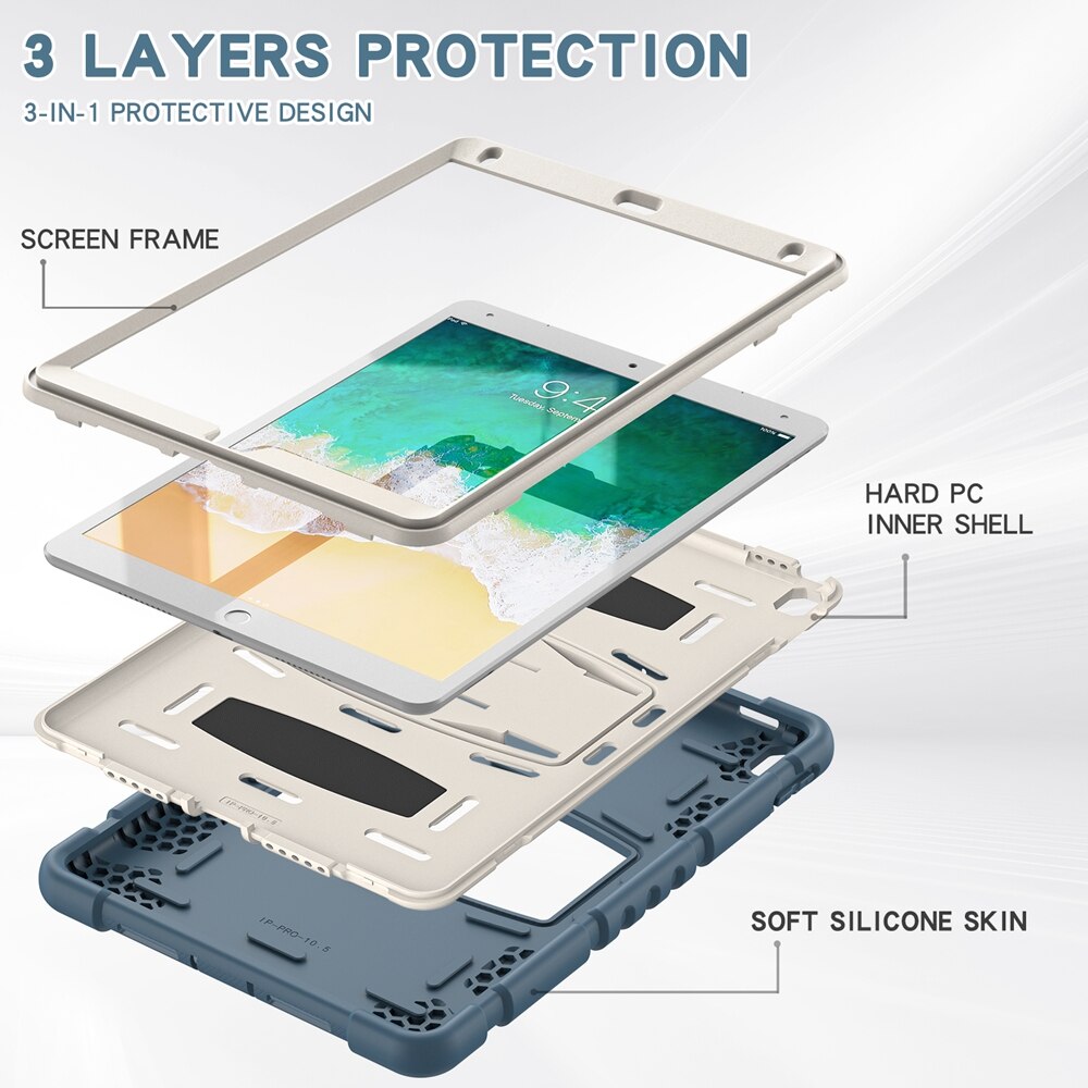 Para Apple iPad Air 3 Pro 10,5 A1701 A1709 A2123 A2152 funda segura para niños a prueba de golpes PC funda híbrida de silicona con soporte para tableta