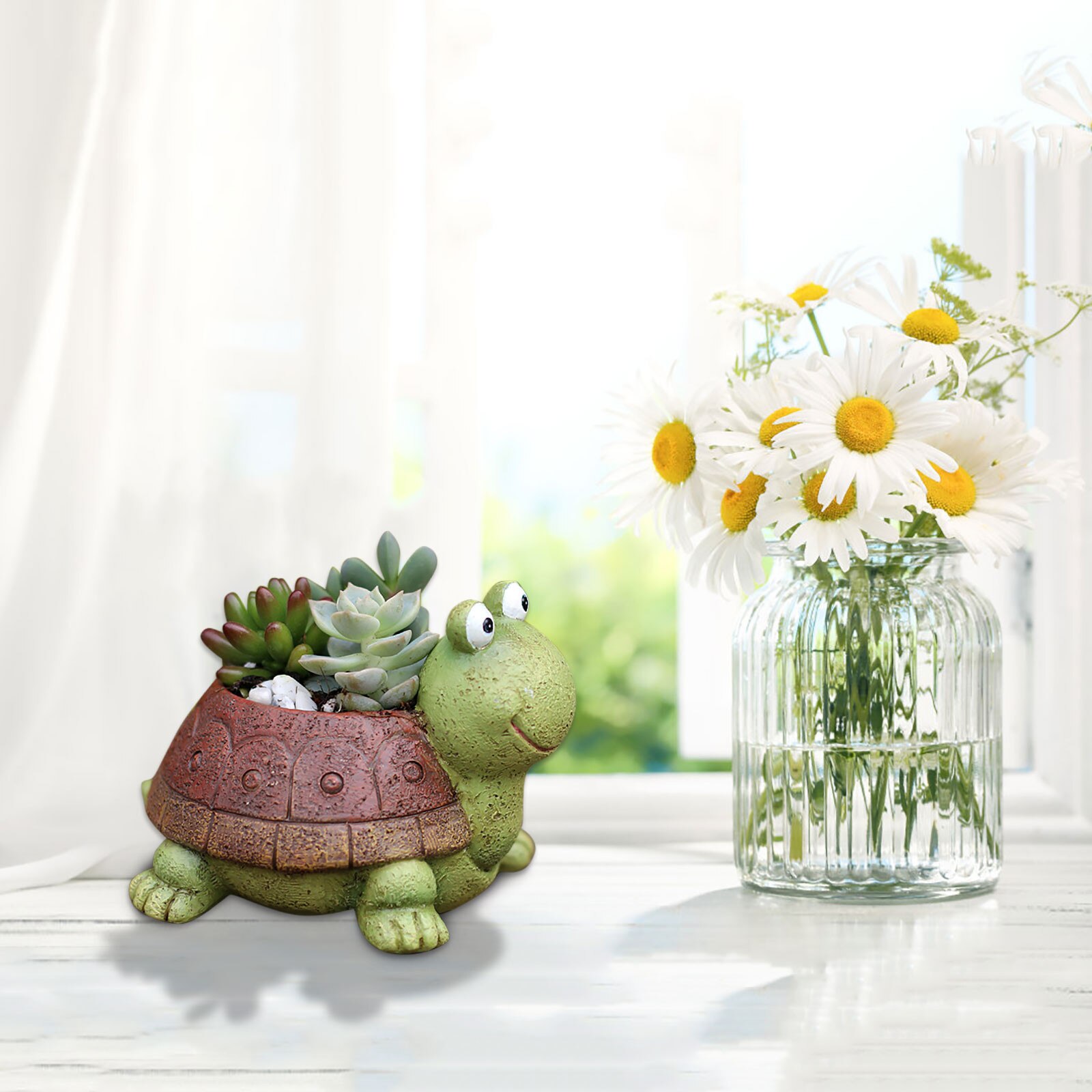 Pot de fleurs en forme de tortue, mignon, en résin – Grandado
