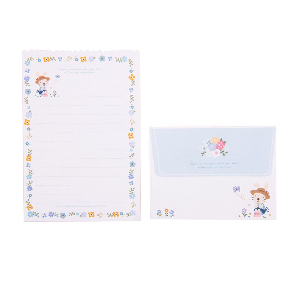 Sobres de 4 hojas para juego de papel de carta, suministros de oficina, letras de carta de amor, flor, Animal bonito, escritura, letras de papel, sobre