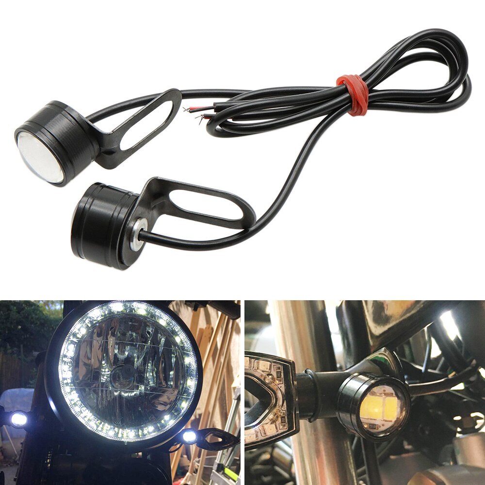 Nordson 2 Stuks Led Black Motorcycle Stuur Spotlight Wit Koplamp Rijden Licht Fog Lamp