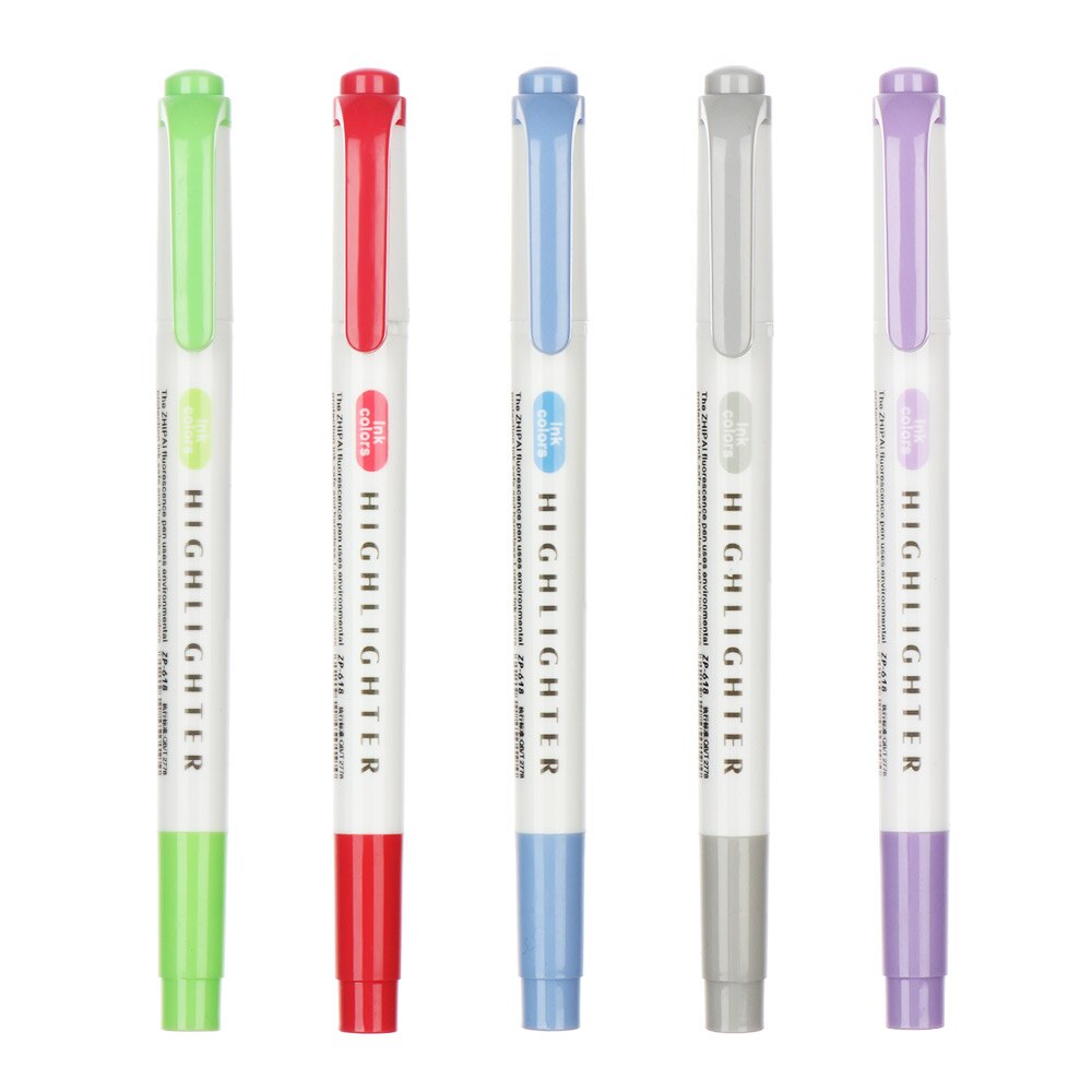 Juego de rotuladores japoneses de doble punta, bolígrafos para la escuela, suministros de oficina, 5 uds.: 1-5PCS double head