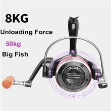 Nowy spinning wędkarstwo kołowrotek metalowa szpula kołowrotki HB500-6000 8KG Max przeciągnij uchwyt ze stali nierdzewnej ze słoną wodą koło wędkarskie