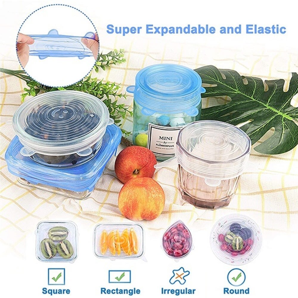 Deik 12 unids/set de tapas de silicona Universal para alimentos tapas de silicona para utensilios de cocina olla reutilizable Stretch tapas para cocina Accesorios