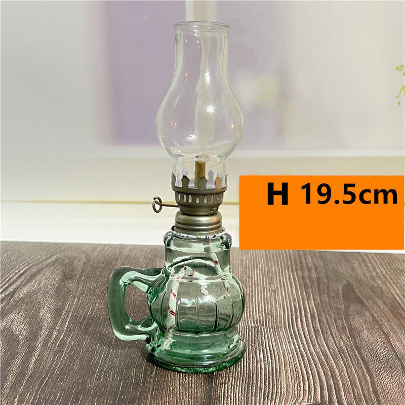 1 pièces Mini chambre bureau verre huile feu mouche décoratif anniversaire support de lampe avec abat-jour éclairage kérosène lanterne bougie: green