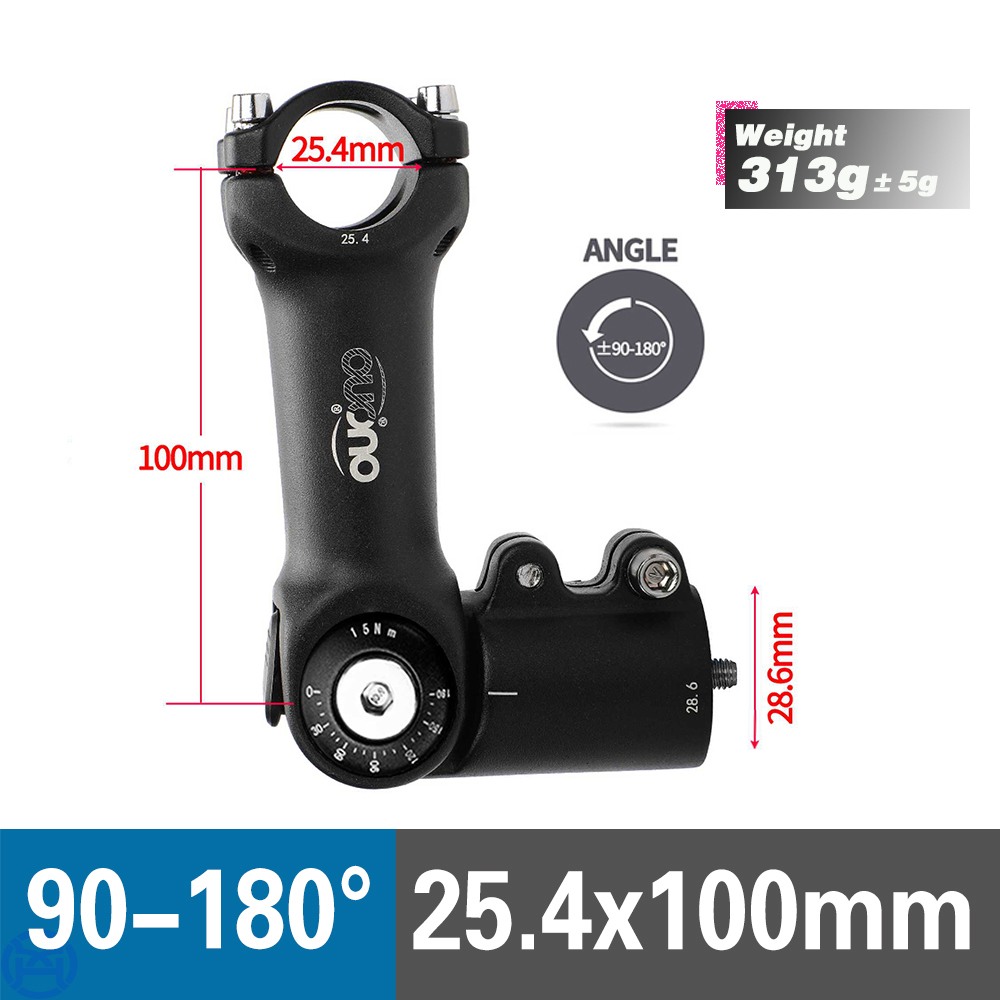 OUO MTB Attacco Manubrio Regolabile MTB potenza bicicletta Tavolo 90-180 Gradi Manubrio Della Bicicletta estensore 25.4/31.8mm Giù Stelo Estensione Doppio Blocco: Grigio chiaro
