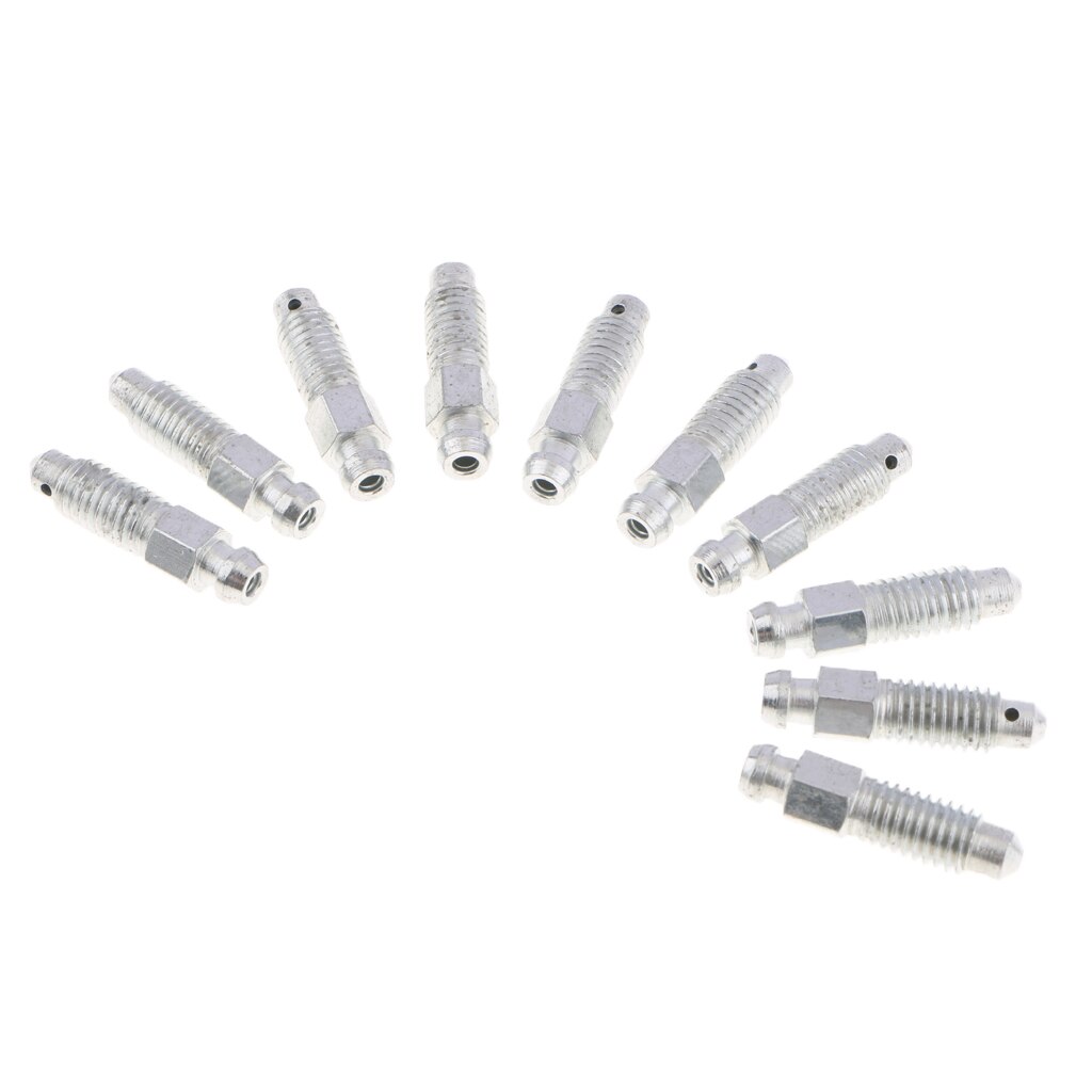 10 tornillos de purga de pinza de freno delantero y trasero de coche, M8 x 1,25, plata, 32mm, 10 unidades