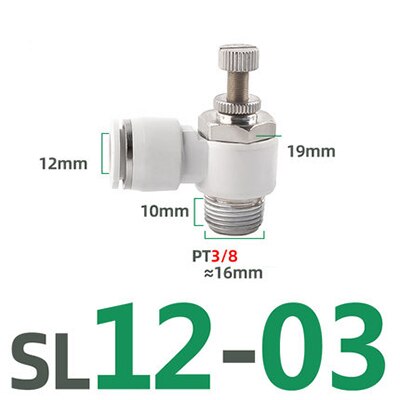 SL pneumatic quick coupling hose 4 6 8 10 12mm M5" 1/8" 1/4" 3/8" 1/2 air speed adjustment control valve acceleration valve: SL12-03