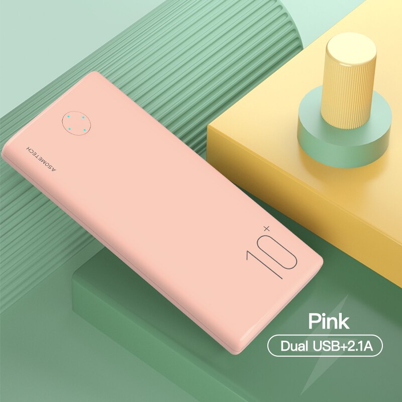 Banco de energía portátil de 10000 mAh, PowerBank de carga rápida bidireccional PD de 10000 mAh, cargador de batería externo para Xiaomi y iPhone: Pink 2.1A